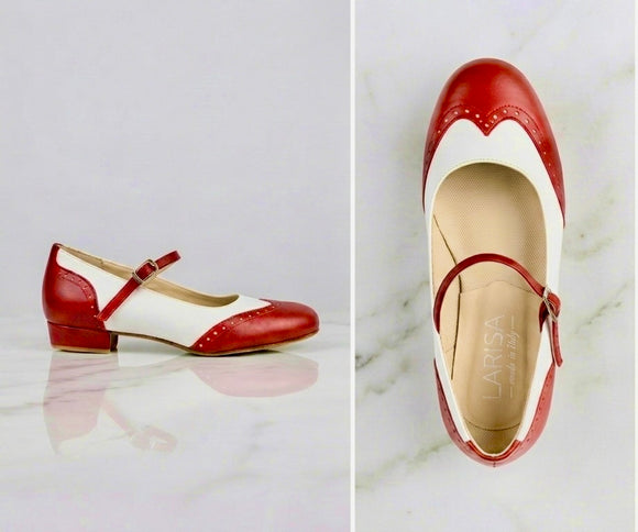 Tinina red and white leather pumps (SW5)