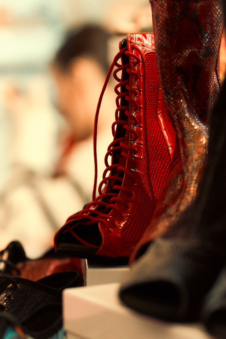 Camila Red Moc Croc and mesh 70R (S130)