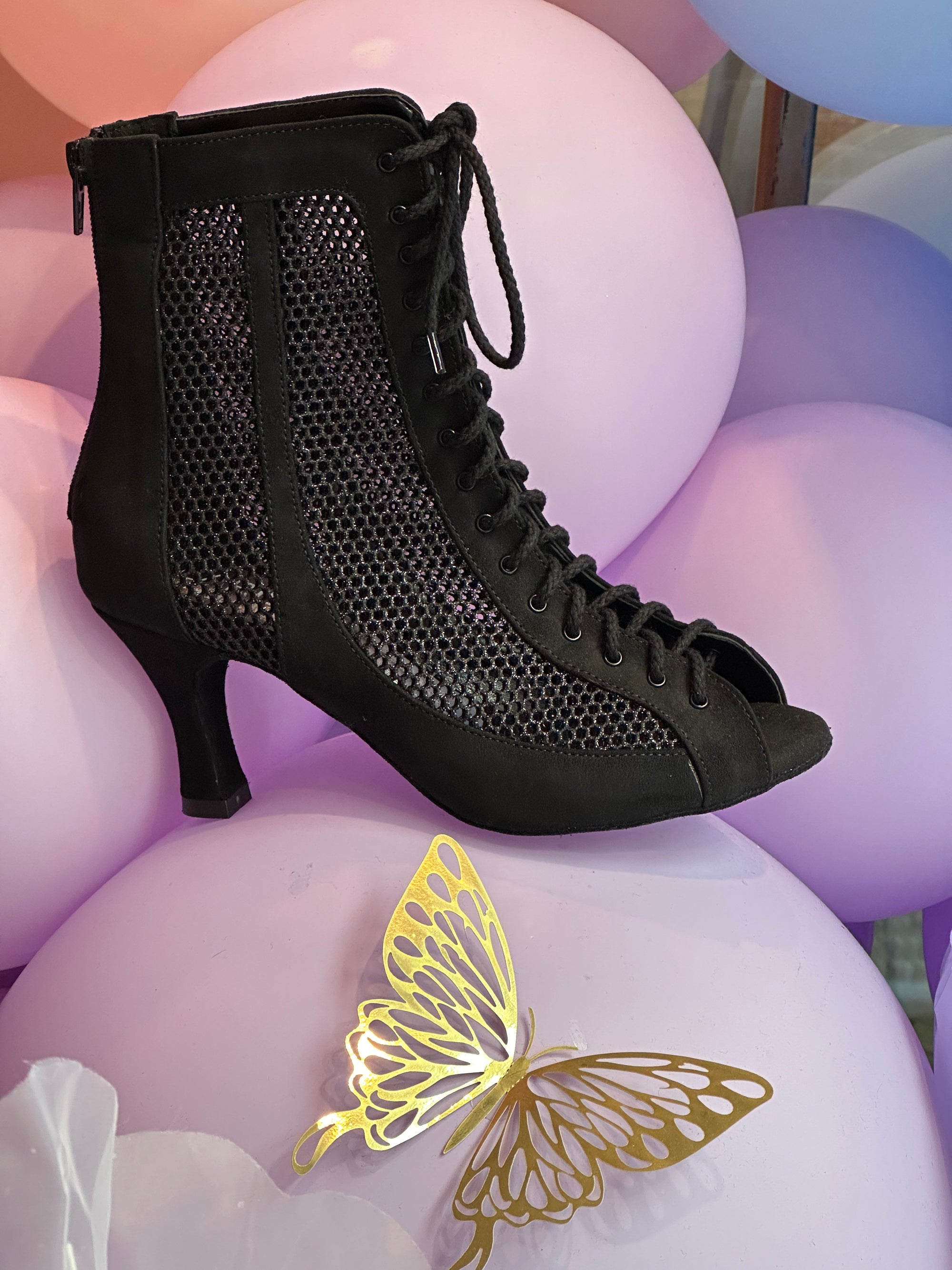 Camila black suede and mesh 70R (S130)