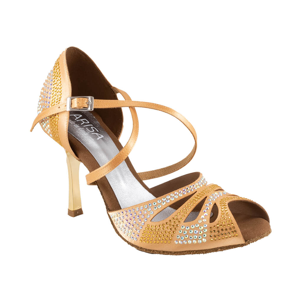 Ana Flesh Satin (L44) dance sandal, shown in 85mm stiletto heel