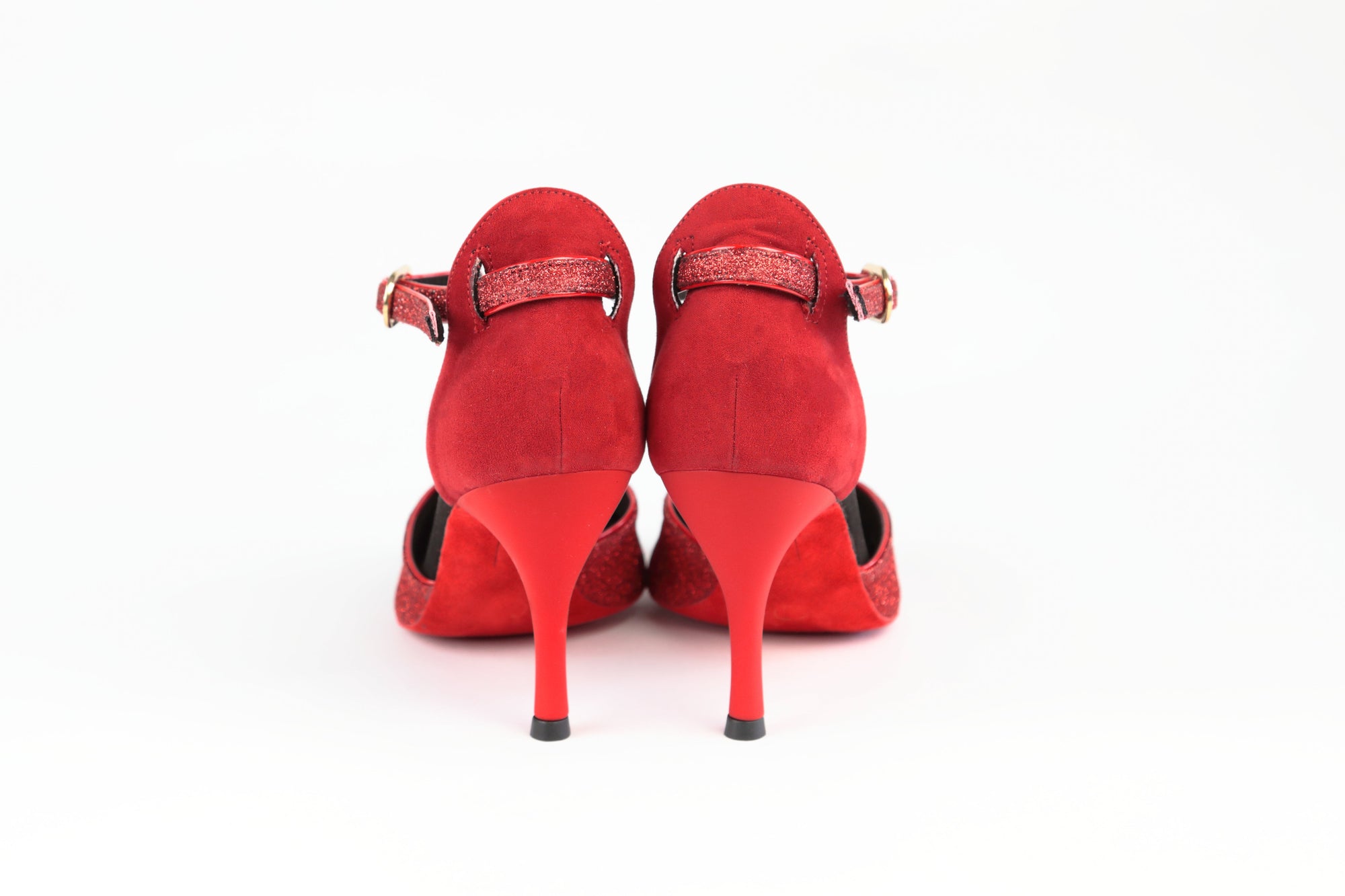 Marlene Glitter Rosso 100S (401) dance sandal, shown in 85mm heel (view 3)