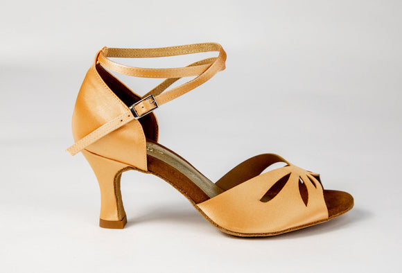 Angela flesh satin 70R (L2SS) plain satin dance sandal, side view
