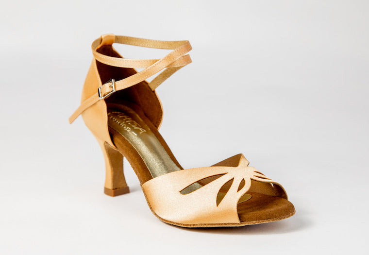 Angela flesh satin 70R (L2SS) plain satin dance sandal, side view