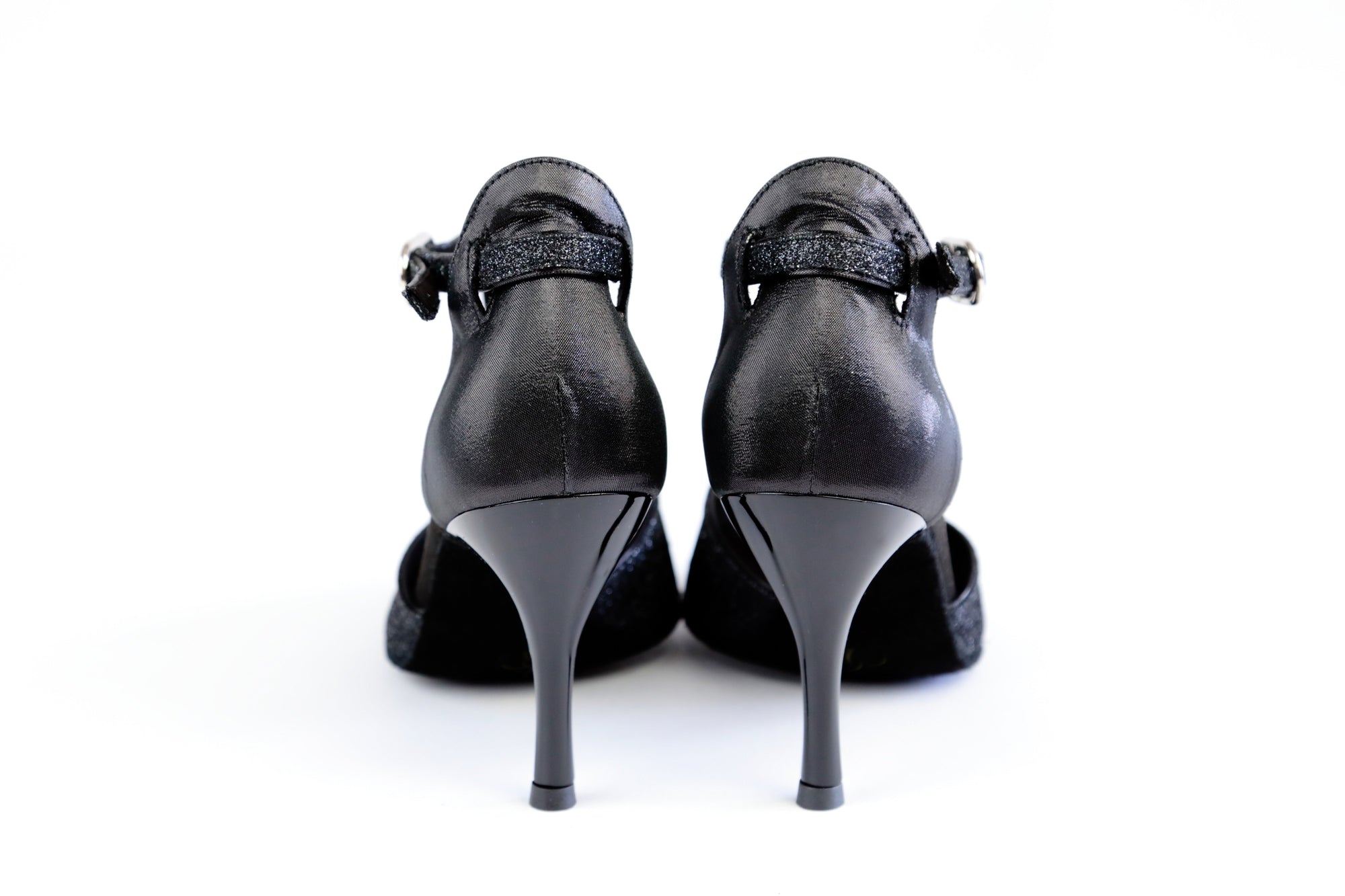 Marlene Glitter Nero 100S (401) dance sandal, shown in 85mm heel (view 3)