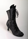Black Satin low heel dance boots suede sole