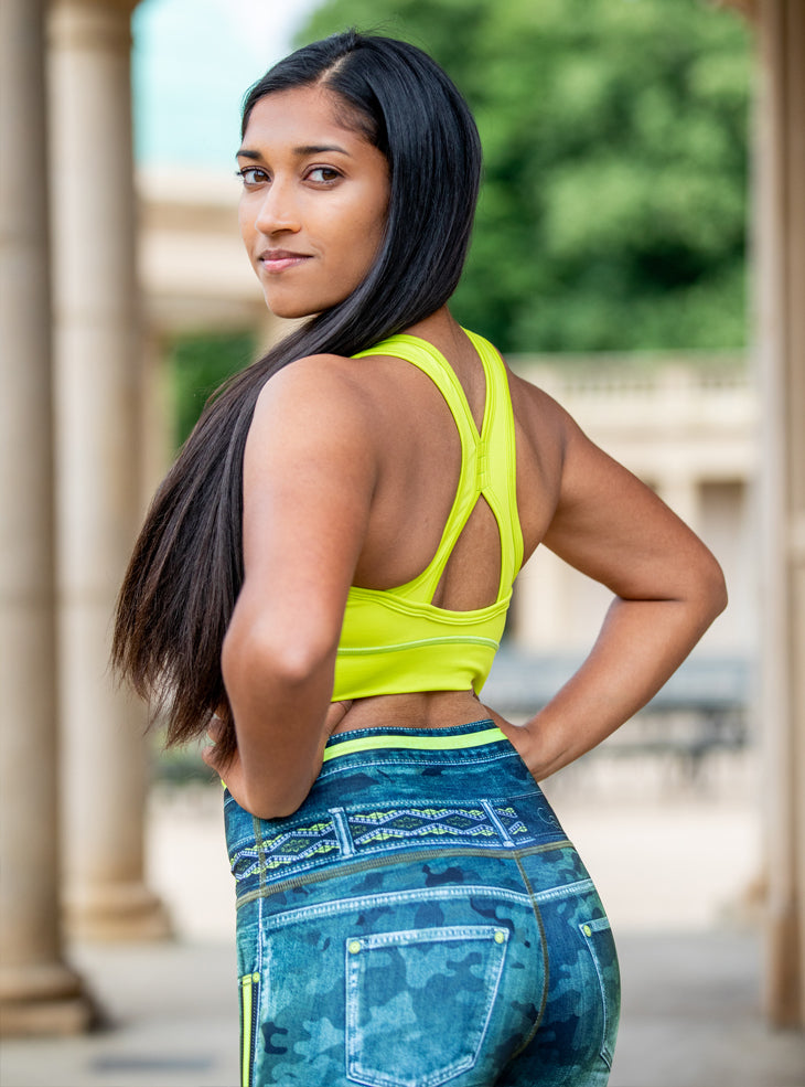 Leggings Khaki green denim (784-1)