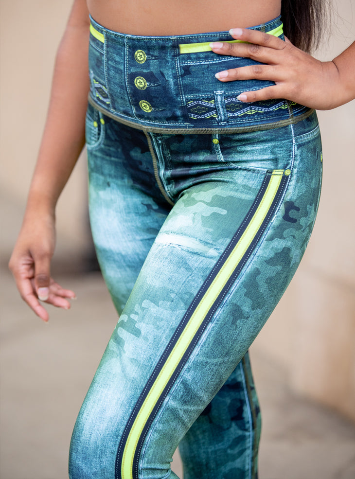 Leggings Khaki green denim (784-1)