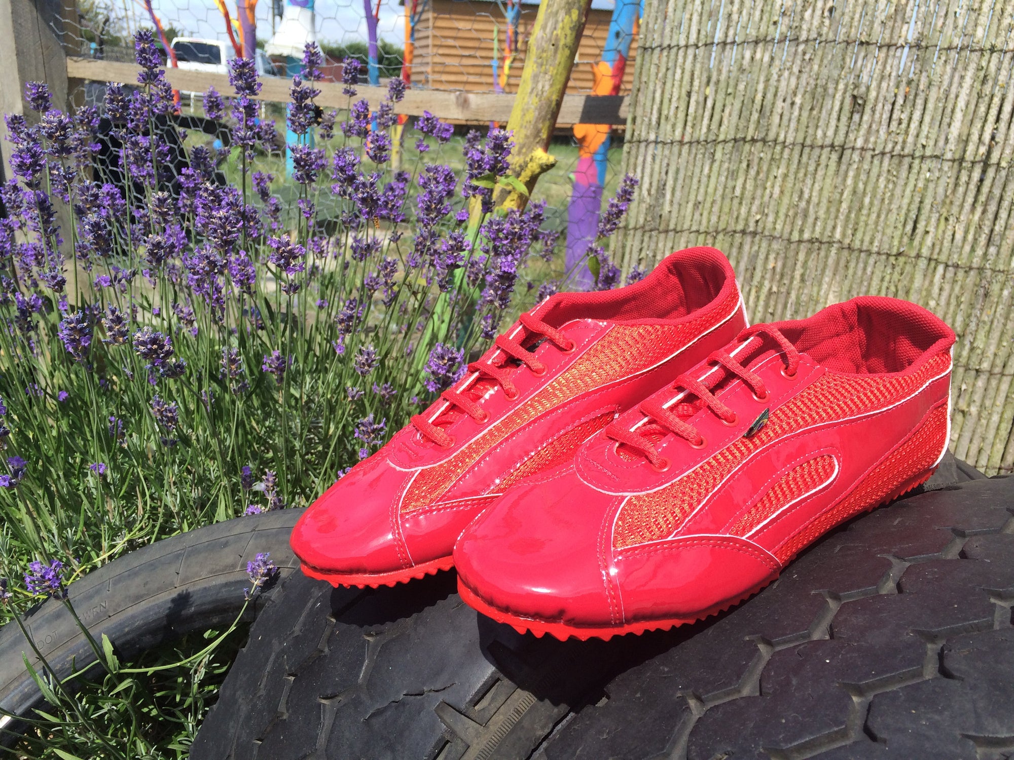 Island Touch Vegan sneakers in Red Patent and mesh machine washable